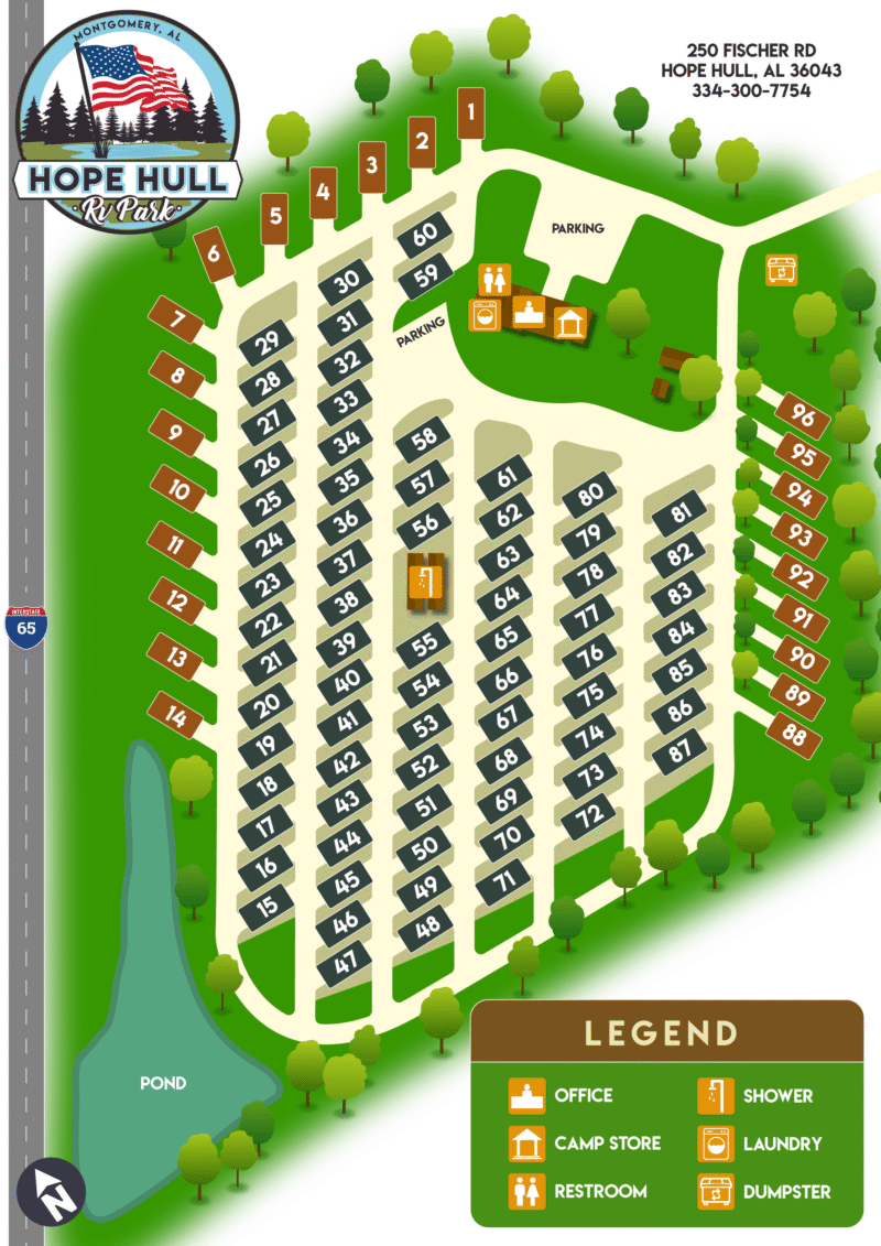 Hope Hull RV Park site map Hope Hull RV Park site map